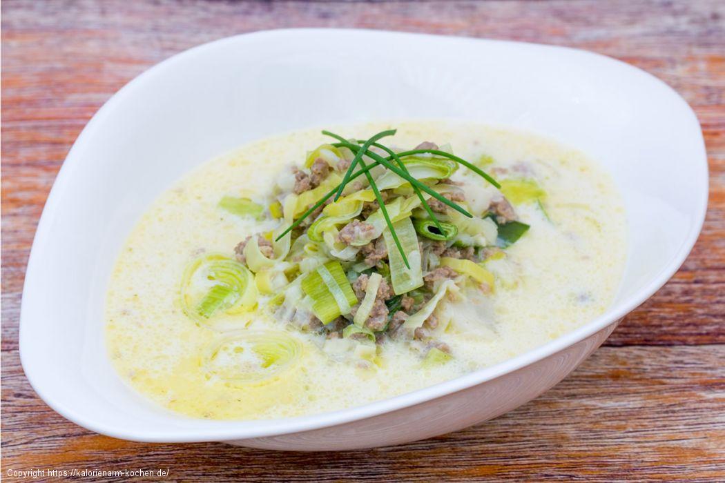 Käse-Lauch-Suppe mit Hackfleisch