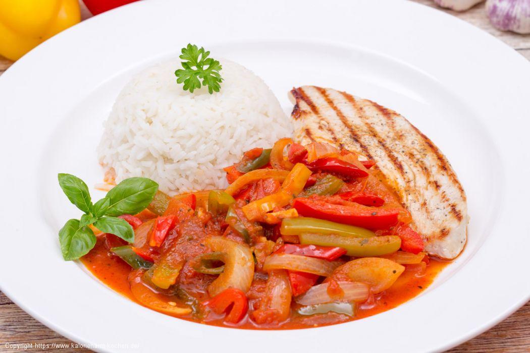 Putensteak mit scharfem Paprikagemüse